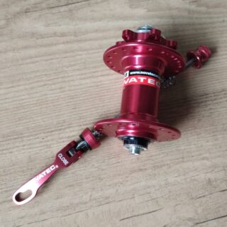 Nabe, Novatec, D041SB, rot, 100mm, 6-Loch Disc, Achse